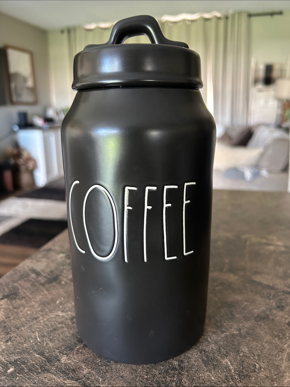 Rae Dunn Black Coffee Canister - Stylish Kitchen Storage